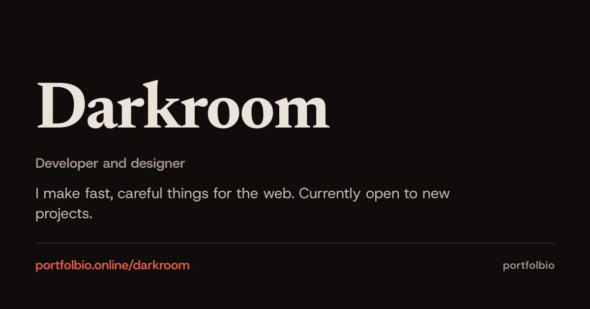 A link-preview card drawn for the Darkroom template