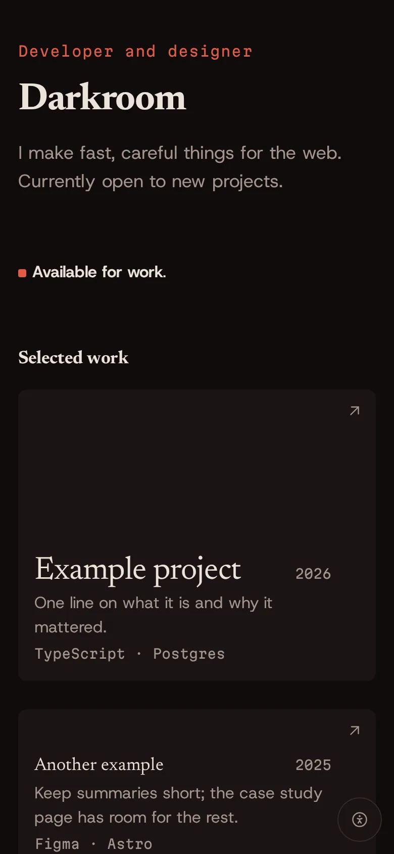 The Darkroom template on a phone