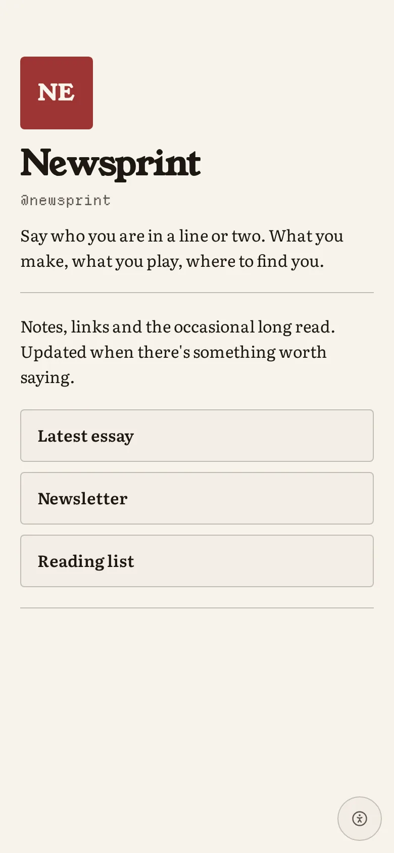 The Newsprint template on a phone